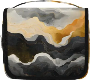 Marble Texture Hanging Travel Toiletry Bag Kit Makeup Case Cosmetics Organizer Fashion Art Painting Toiletry Bag for Women Make up Accessories Shampoo Body Cream Brushes Set