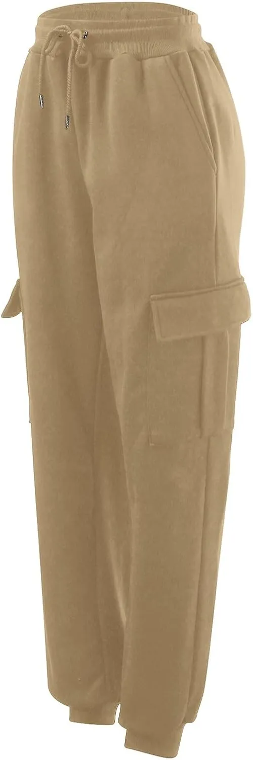Mens Cargo Pants Elastic Waist Lightweight Cargo Sweatpants Stretch Waistband Workout Joggers Athletic Hiking Pants