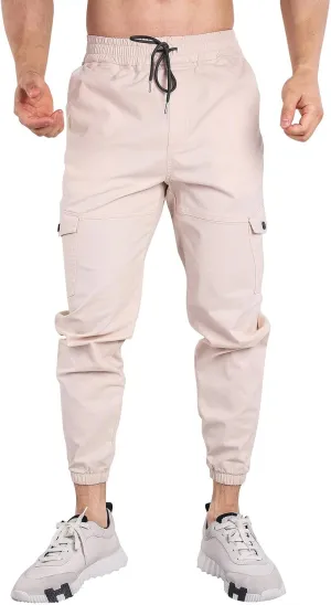 Mens Cargo Pants Elastic Waist Loose Casual Sweatpants Classic Tactical Pants Multi Pockets Twill Sport Hiking Pants