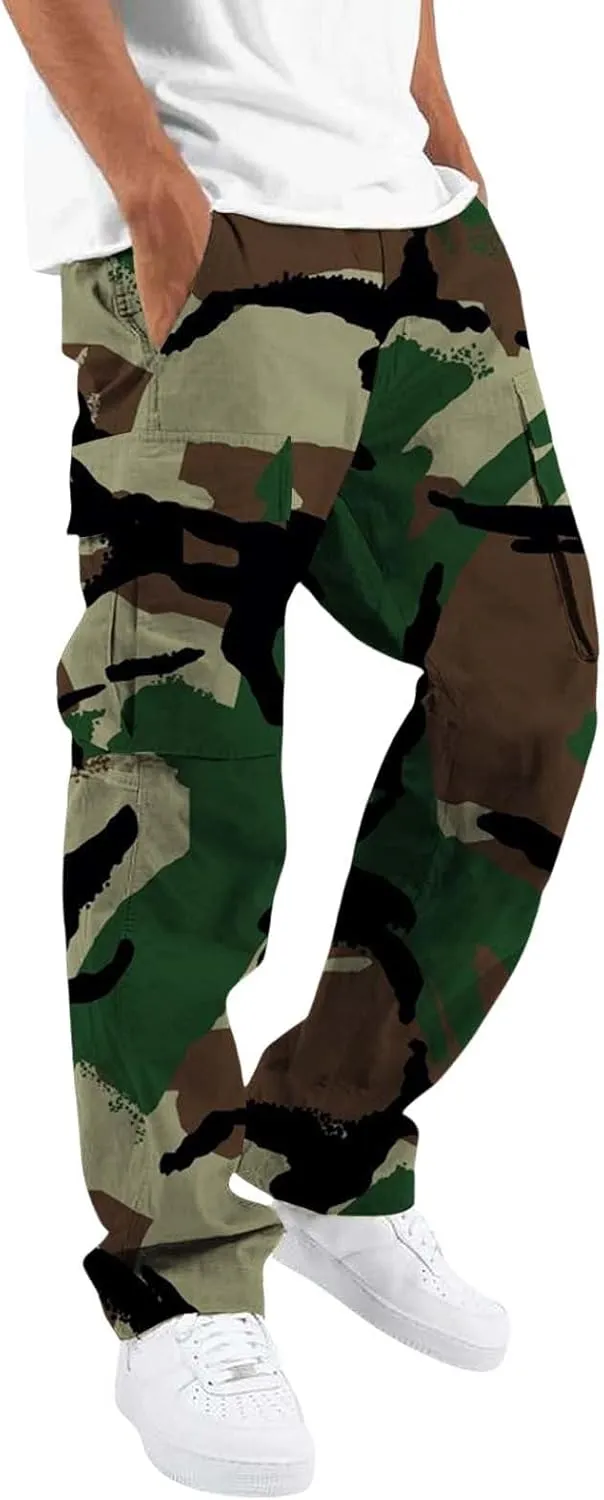 Mens Cargo Pants Slim Fit Men's Wild Cargo Pants Casual Joggers Sweatpants Outdoor Waterproof Hiking Work Pants