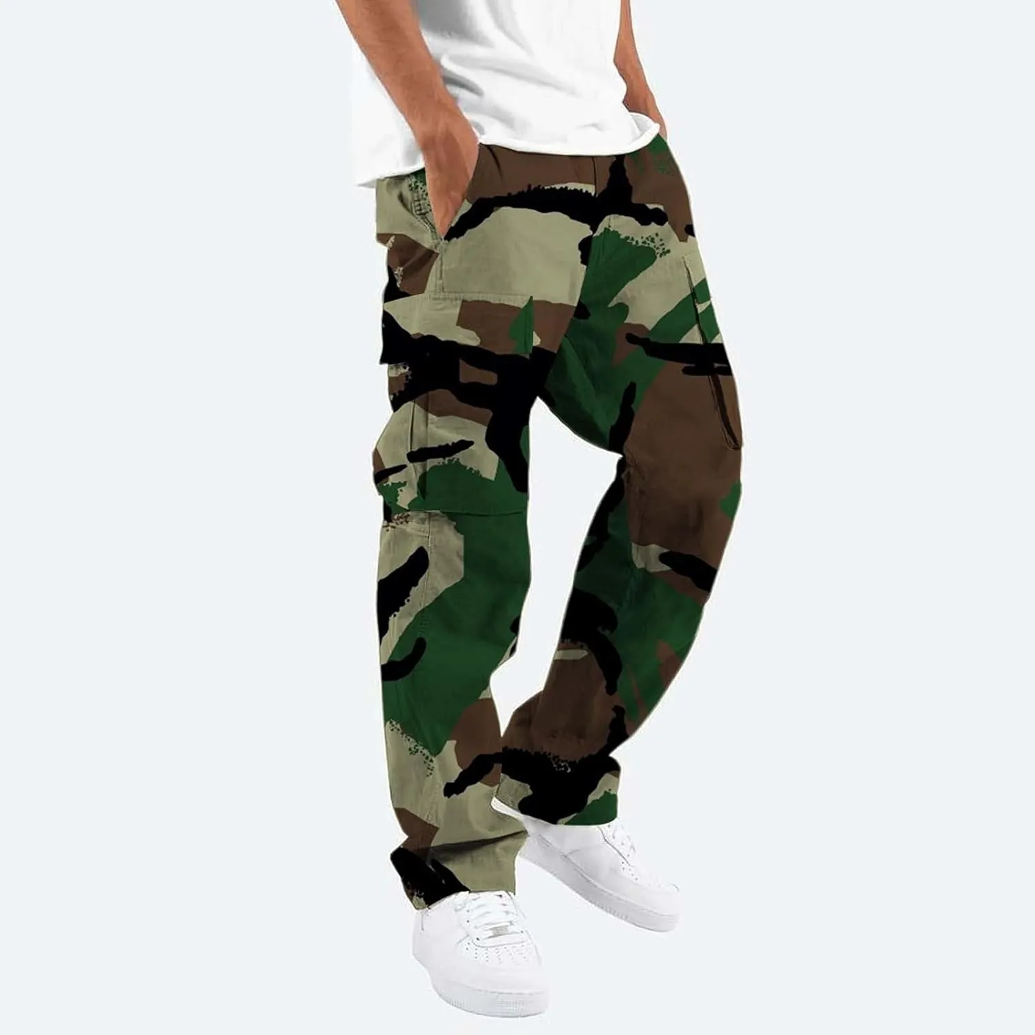 Mens Cargo Pants Slim Fit Men's Wild Cargo Pants Casual Joggers Sweatpants Outdoor Waterproof Hiking Work Pants