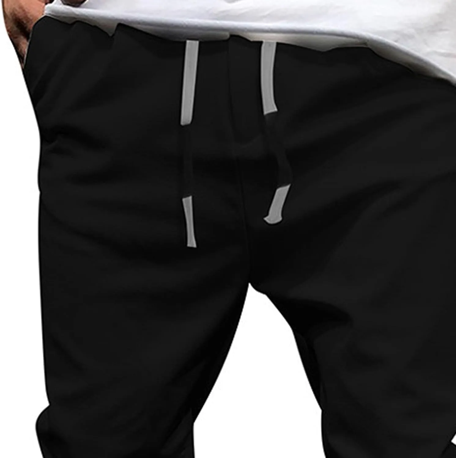Men's Casual Chino Joggers Pants Tapered Sweatpants with Pockets Cotton Twill Elastic Waist Trousers