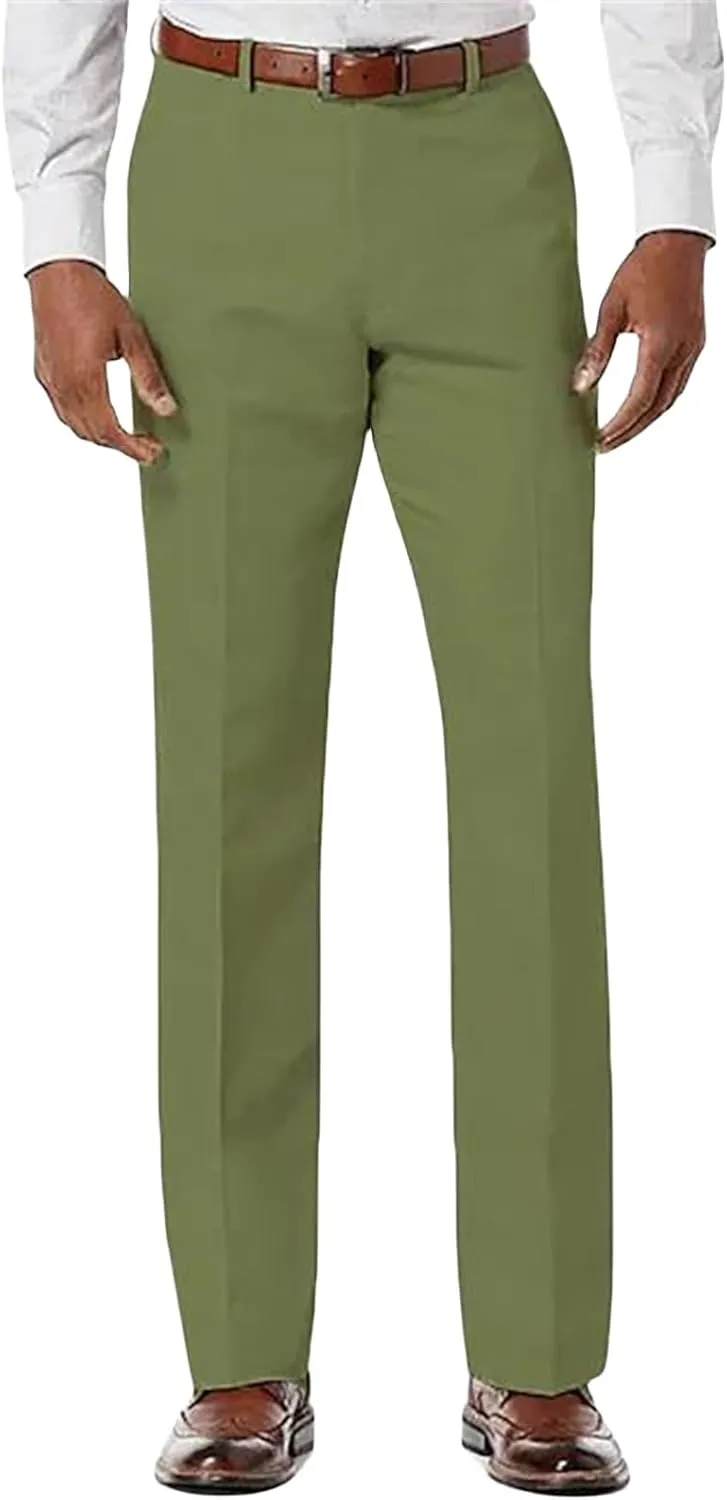Men's Dress Pants Hemmed Casual Pants Vintage Straight Leg Fit Workwear Lightweight Suit Pants for Everyday