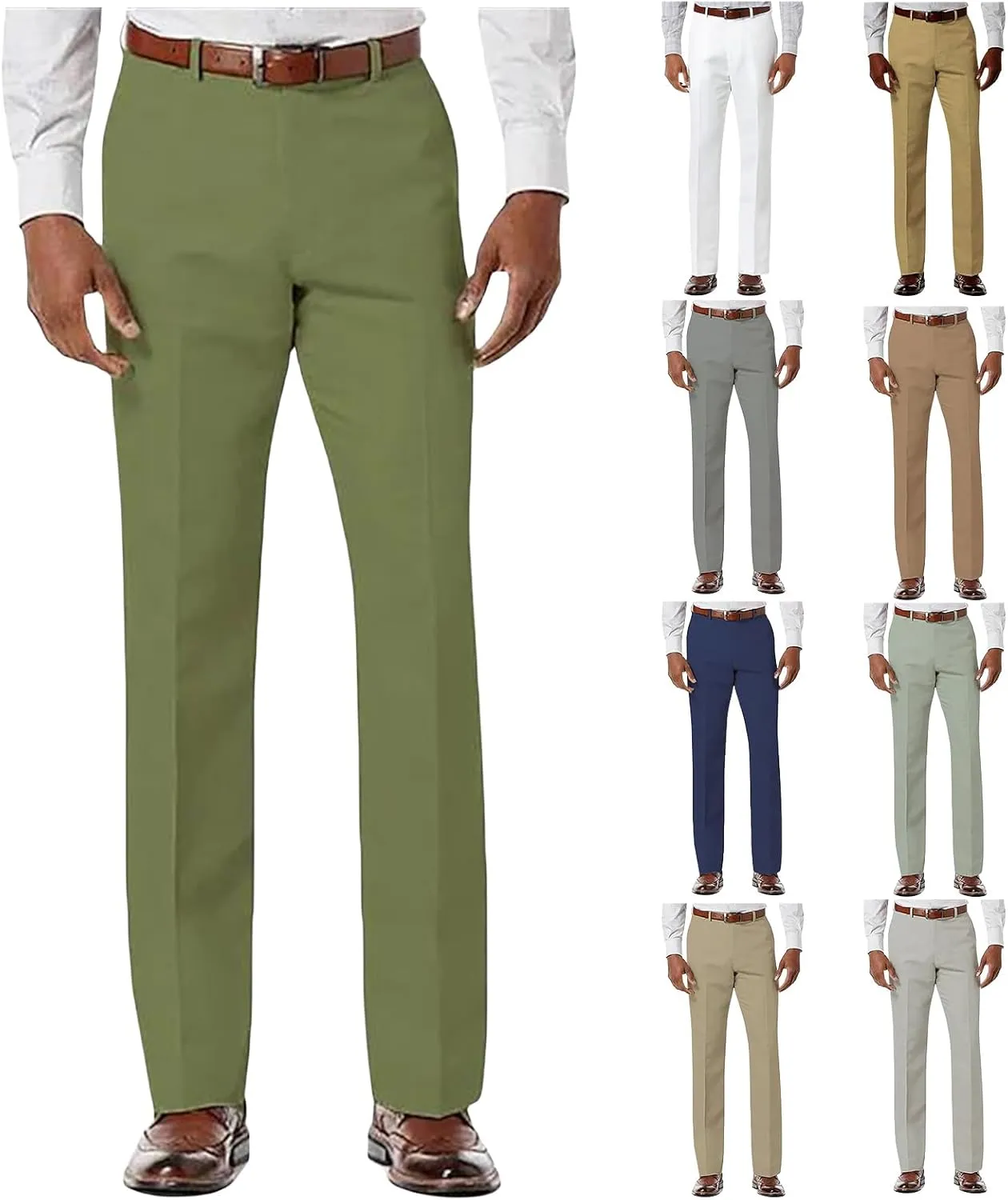 Men's Dress Pants Hemmed Casual Pants Vintage Straight Leg Fit Workwear Lightweight Suit Pants for Everyday