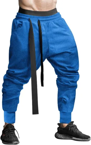 Men's Joggers Sweatpants Low Crotch Sweats Harem Pants Elastic Waist Drawstring Pants Drop Crotch Hippie Trousers