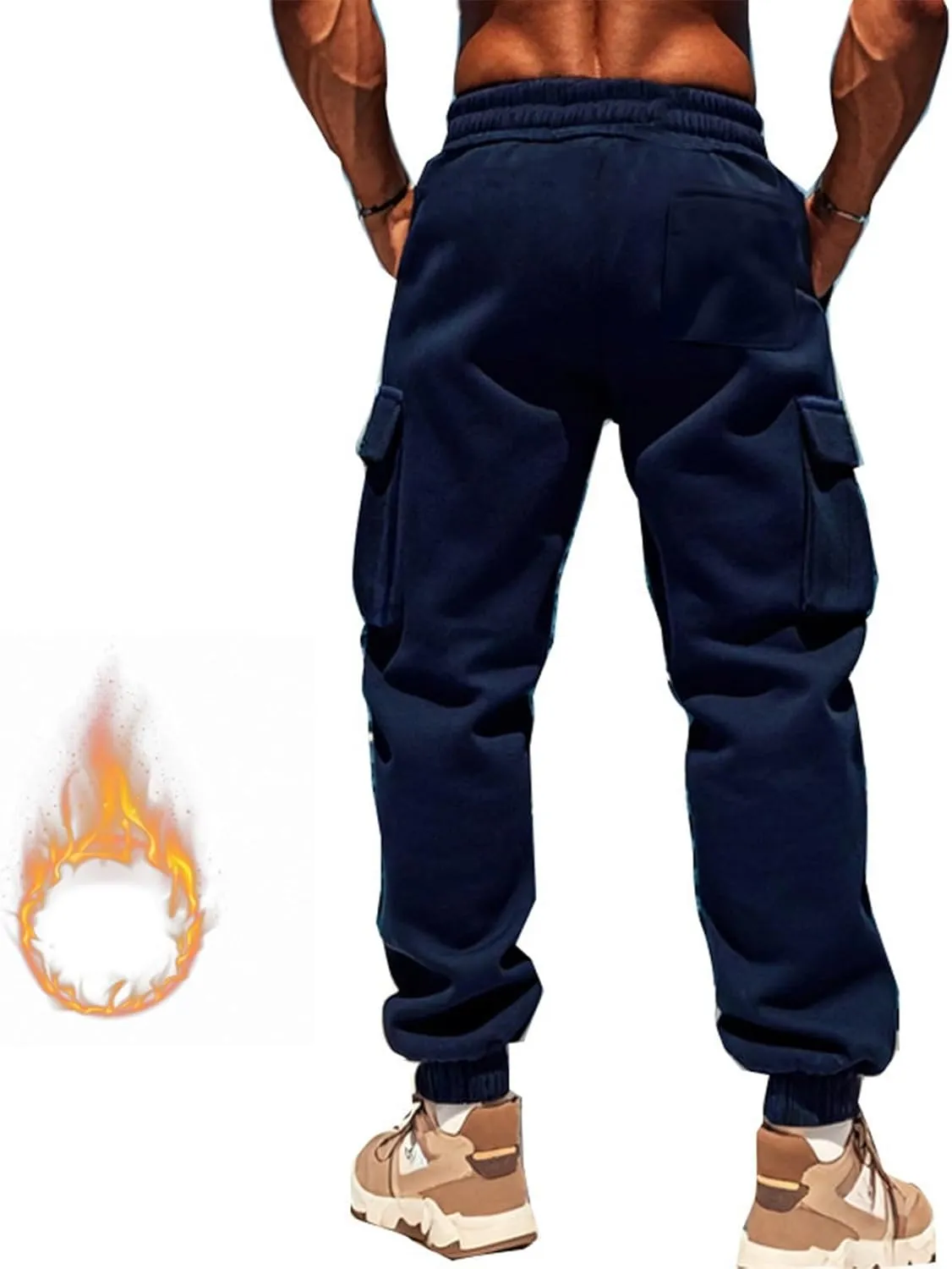 Men's Pants Cargo Work Casual Drawstring Waist Joggers Lightweight Breathable Active Athletic Fishing Hiking Pants
