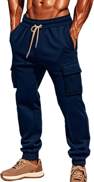 Men's Pants Cargo Work Casual Drawstring Waist Joggers Lightweight Breathable Active Athletic Fishing Hiking Pants