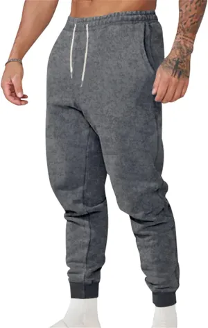 Men's Stretch Cargo Sweatpants Drawstring Elastic Tapered Pants Wide Leg Track Pants Slim Fit Trousers with Pockets