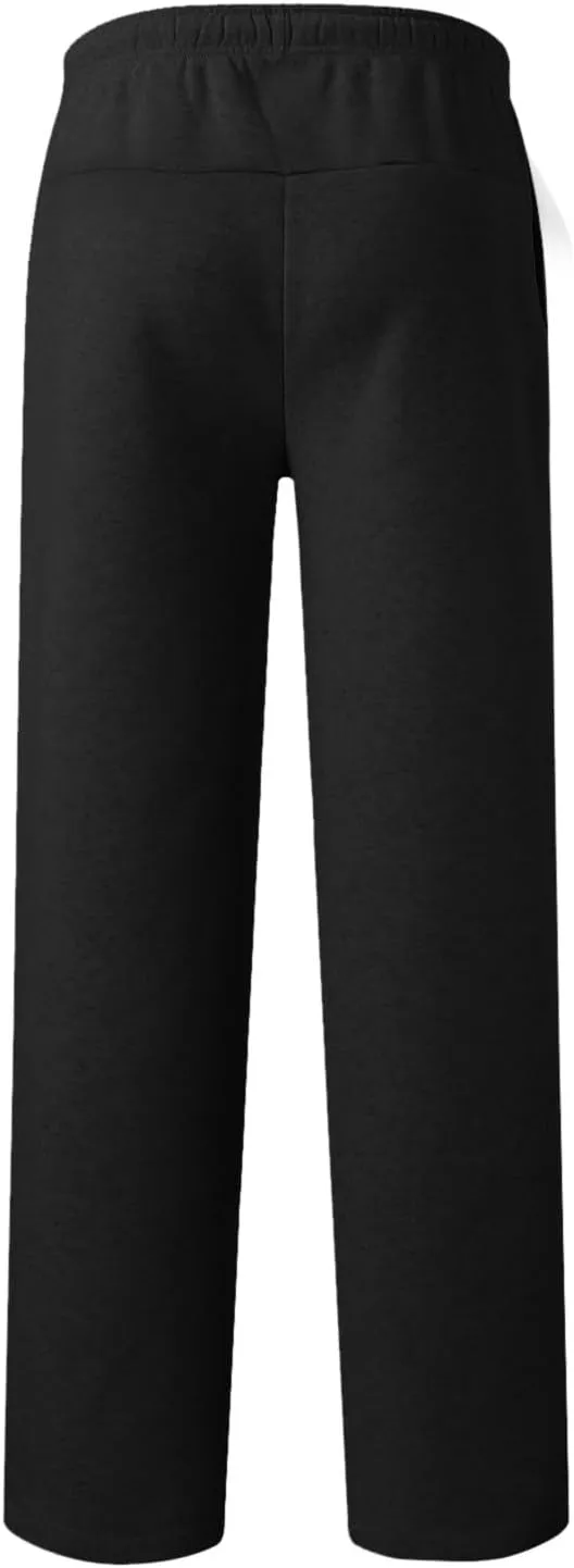 Mens Sweatpants Open Bottom Baggy Casual Drawstring Straight Leg Sweat Pants Joggers Gym Athletic Trousers