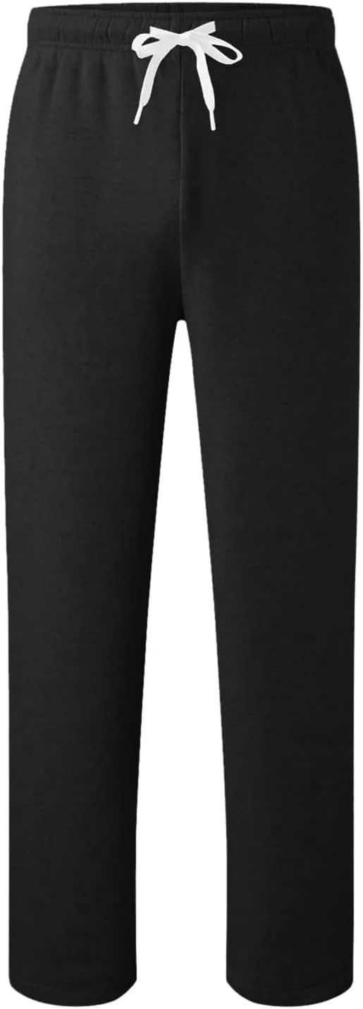 Mens Sweatpants Open Bottom Baggy Casual Drawstring Straight Leg Sweat Pants Joggers Gym Athletic Trousers