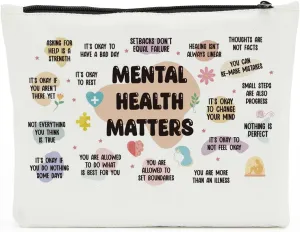 Mental Health Gifts, Makeup Bag Cosmetic Bag, Inspirational Gifts for Women, Mental Health Awareness, Positive Affirmations for Female Mentor Psychologist Friend Friendship Birthday Mothers Day