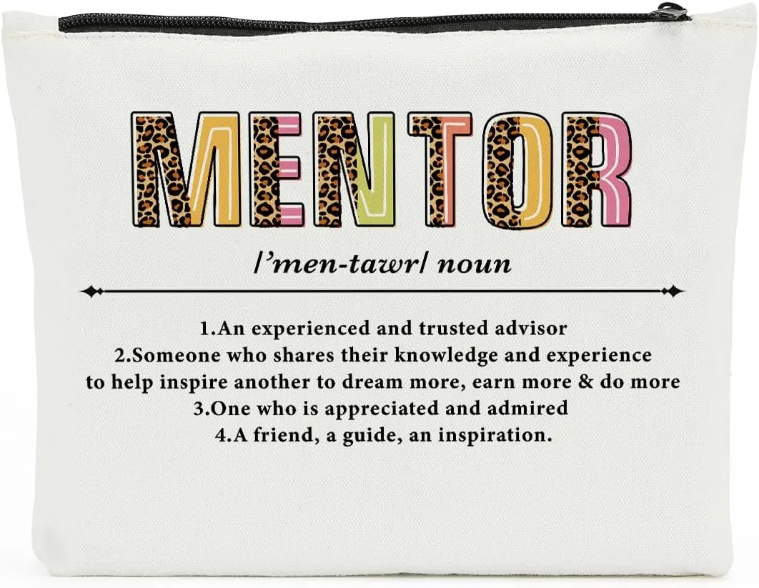 Mentor Definition Noun, Mentor Makeup Bag Cosmetic Bag, Mentor Gifts for Women, Boss Day Birthday Retirement Leaving Going Away Appreciation Thank You Gifts for Female Sister Daughter Friend