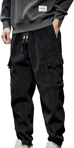 MIDOO Mens Cargo Pant Elastic Waist Casual Jogger Pant Stretch Drawstring Elastic Waist Tapered Leg Sweatpants with Pockets