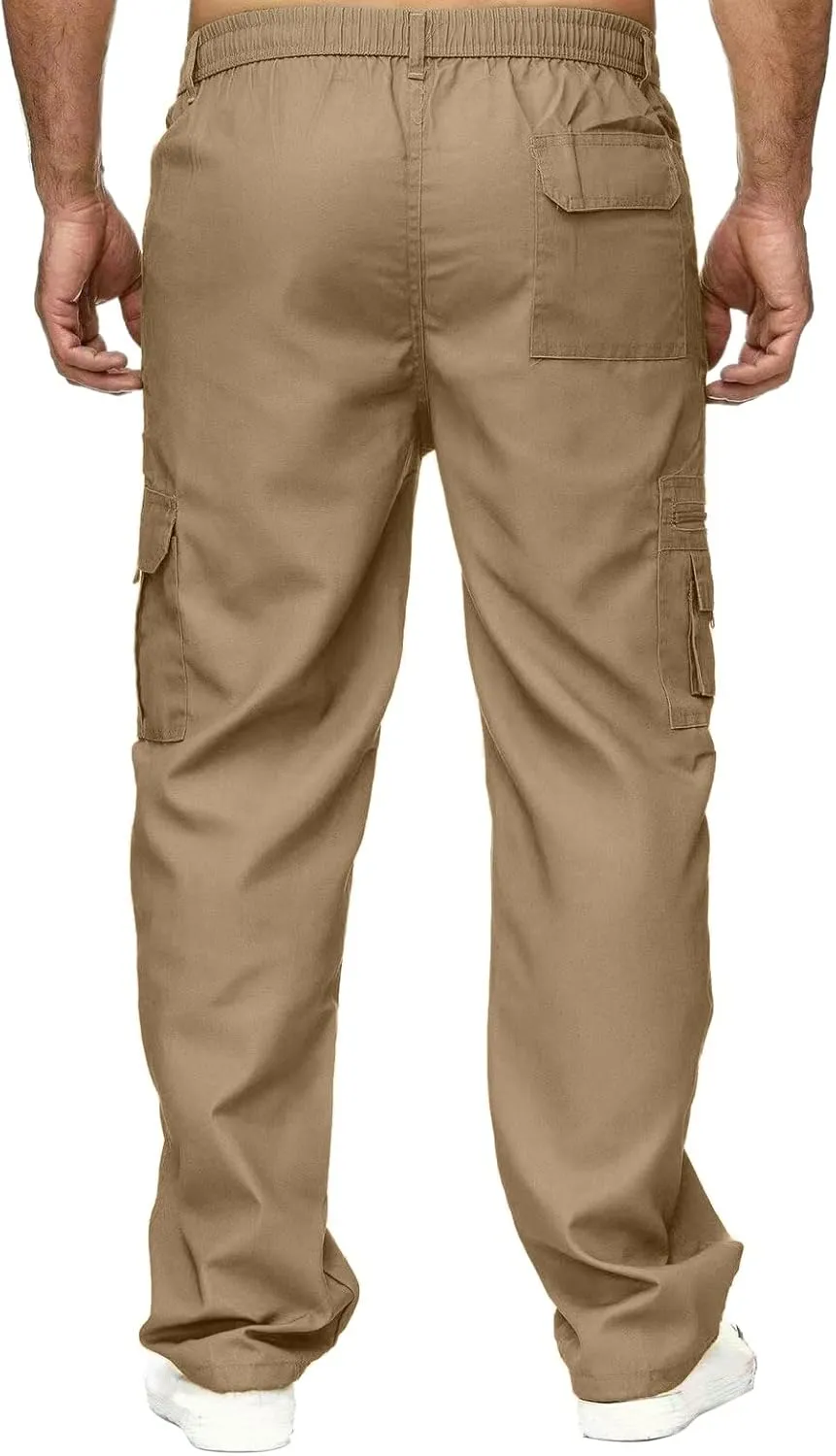 MIDOO Mens Tactical Pants Stretch Flex Casual Fleece Loose Open Bottom Athletic Pants Straight Leg Outdoor Hiking Pants
