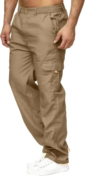 MIDOO Mens Tactical Pants Stretch Flex Casual Fleece Loose Open Bottom Athletic Pants Straight Leg Outdoor Hiking Pants