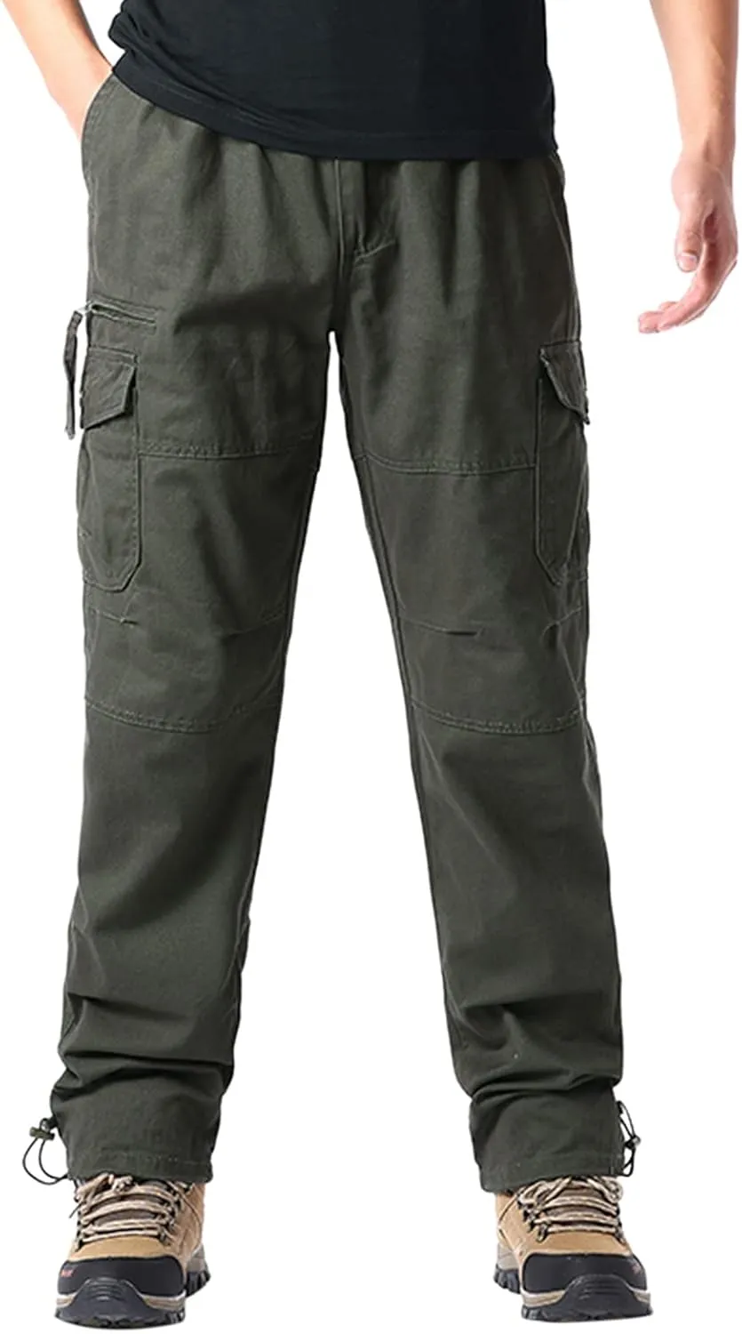 MIDOO Work Pants for Men Construction Flex Casual Pants Stretch Drawstring Waistband Tapered Leg Sweatpants with Pockets