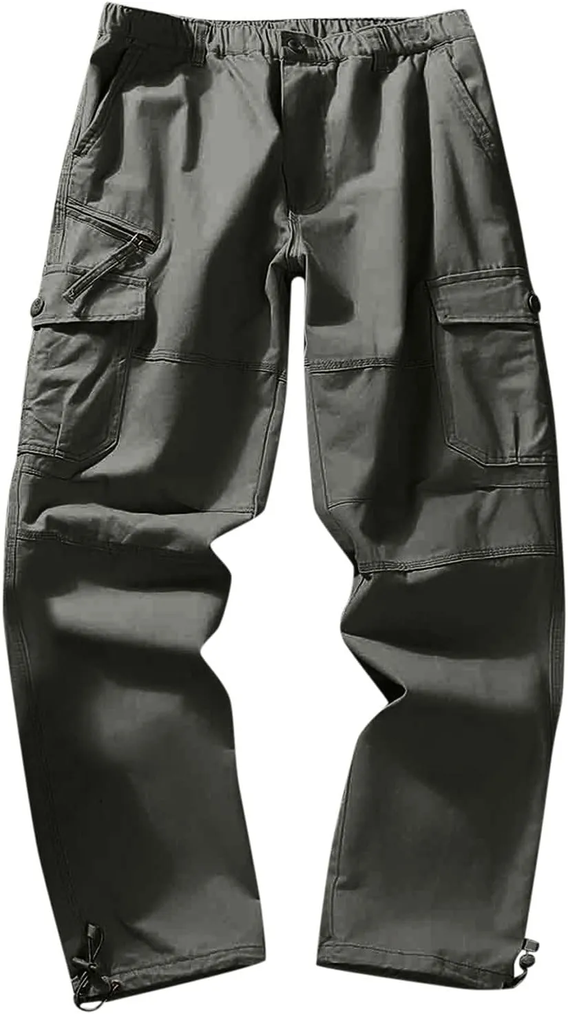 MIDOO Work Pants for Men Construction Flex Casual Pants Stretch Drawstring Waistband Tapered Leg Sweatpants with Pockets