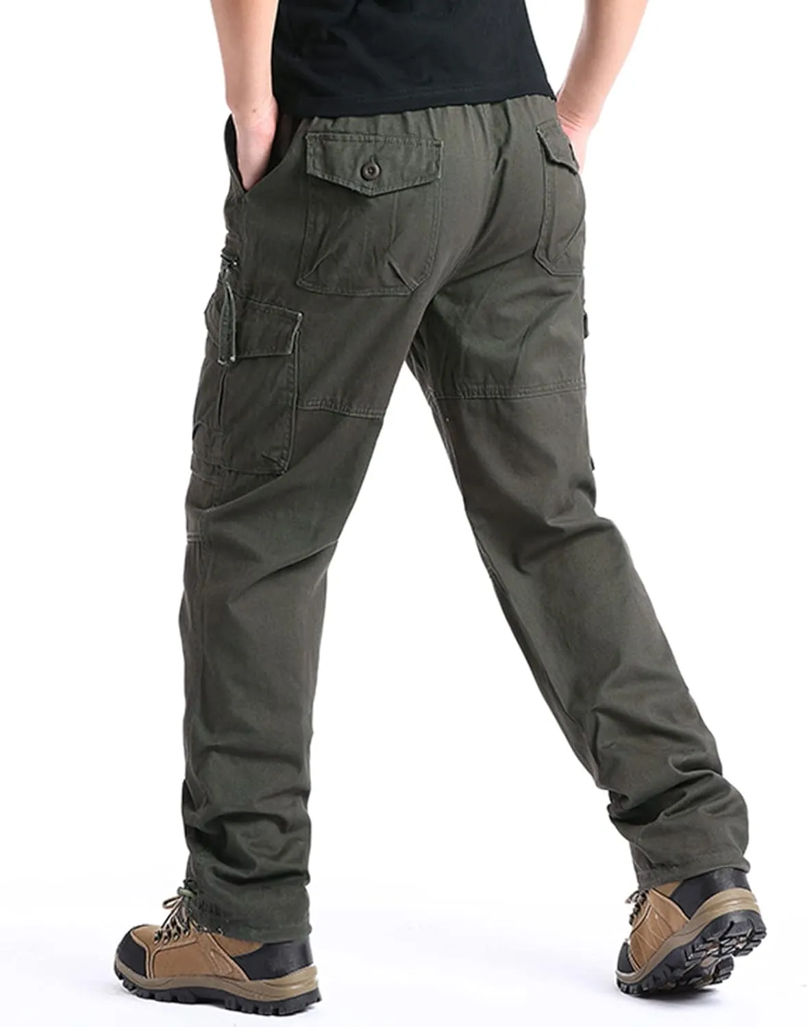 MIDOO Work Pants for Men Construction Flex Casual Pants Stretch Drawstring Waistband Tapered Leg Sweatpants with Pockets