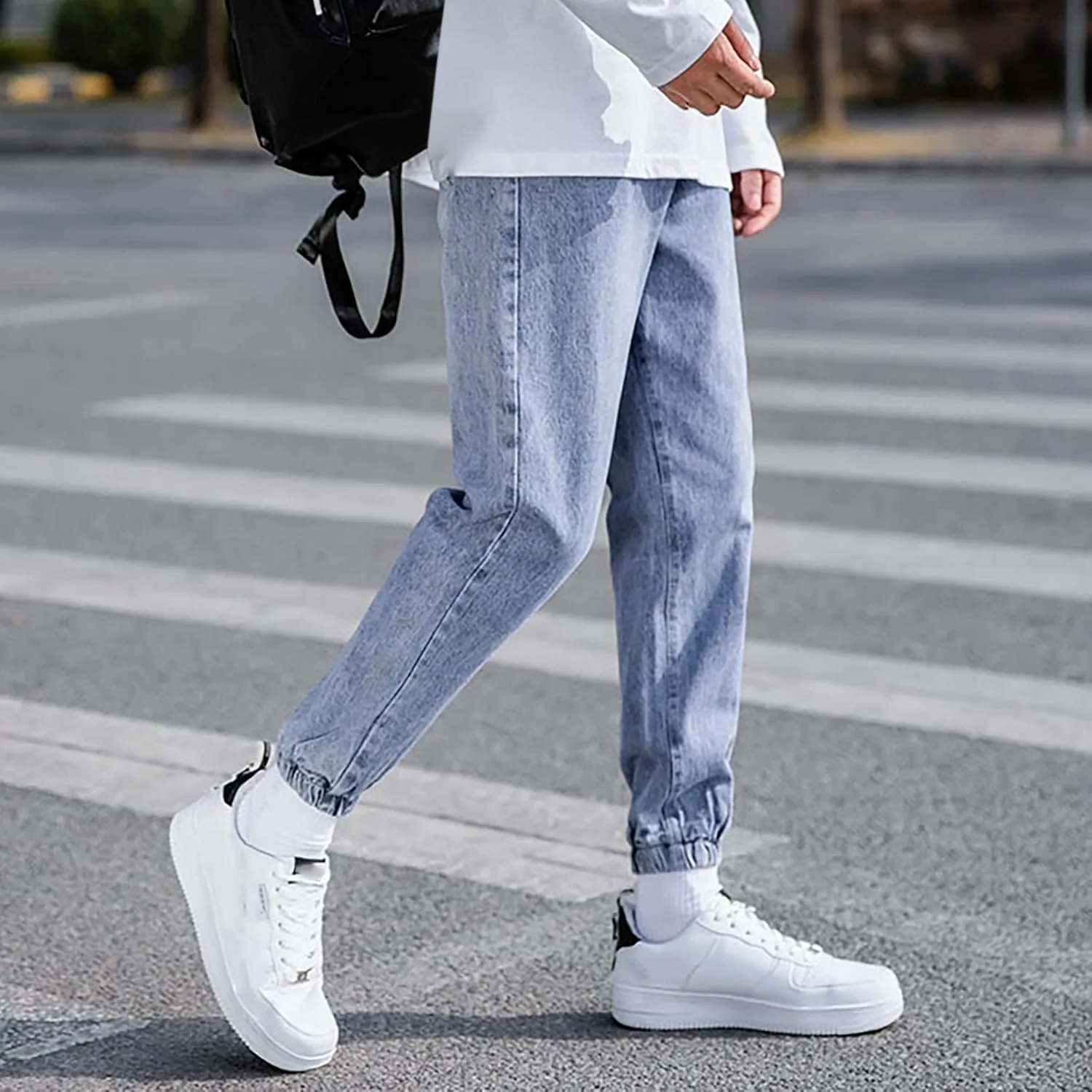MIDOO Work Pants for Men Slim Fit Casual Joggers Pants Stretch Drawstring Elastic Waist Tapered Leg Sweatpants with Pockets