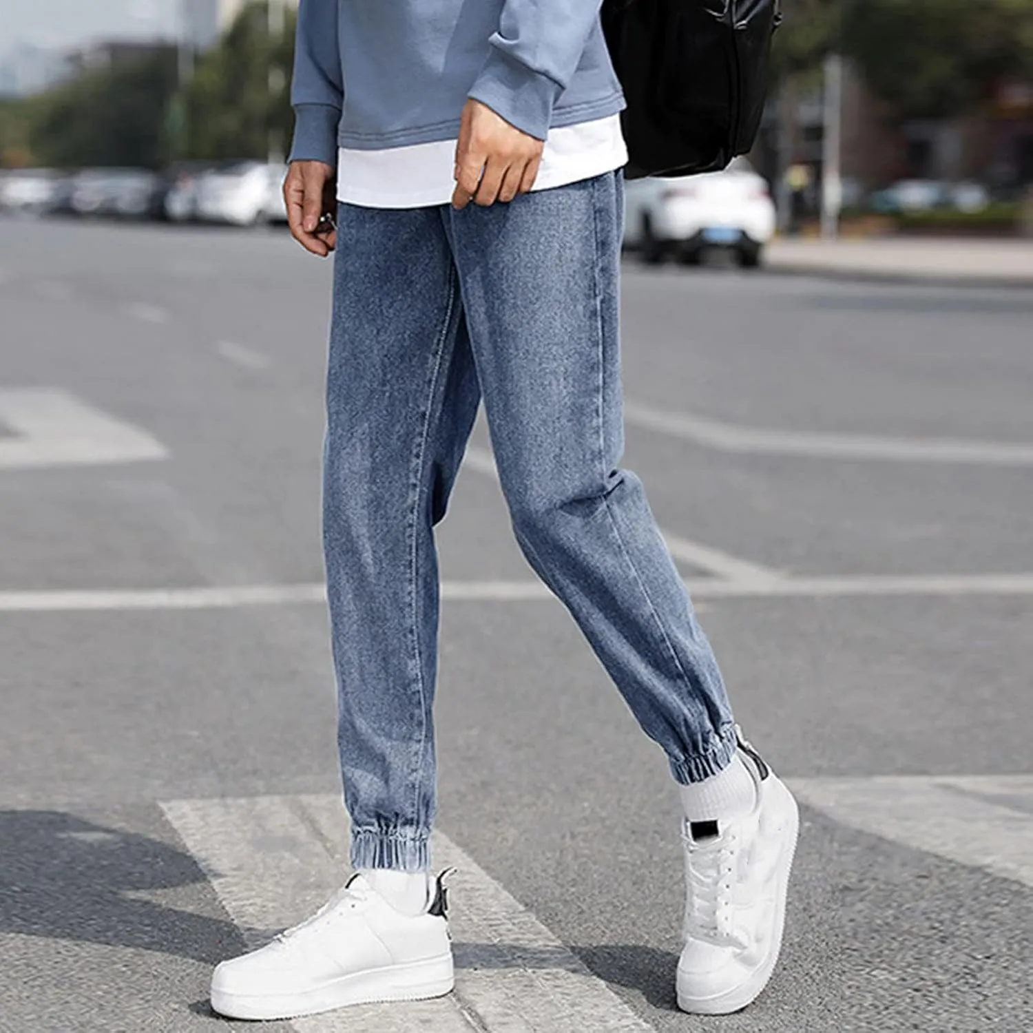 MIDOO Work Pants for Men Slim Fit Casual Joggers Pants Stretch Drawstring Elastic Waist Tapered Leg Sweatpants with Pockets