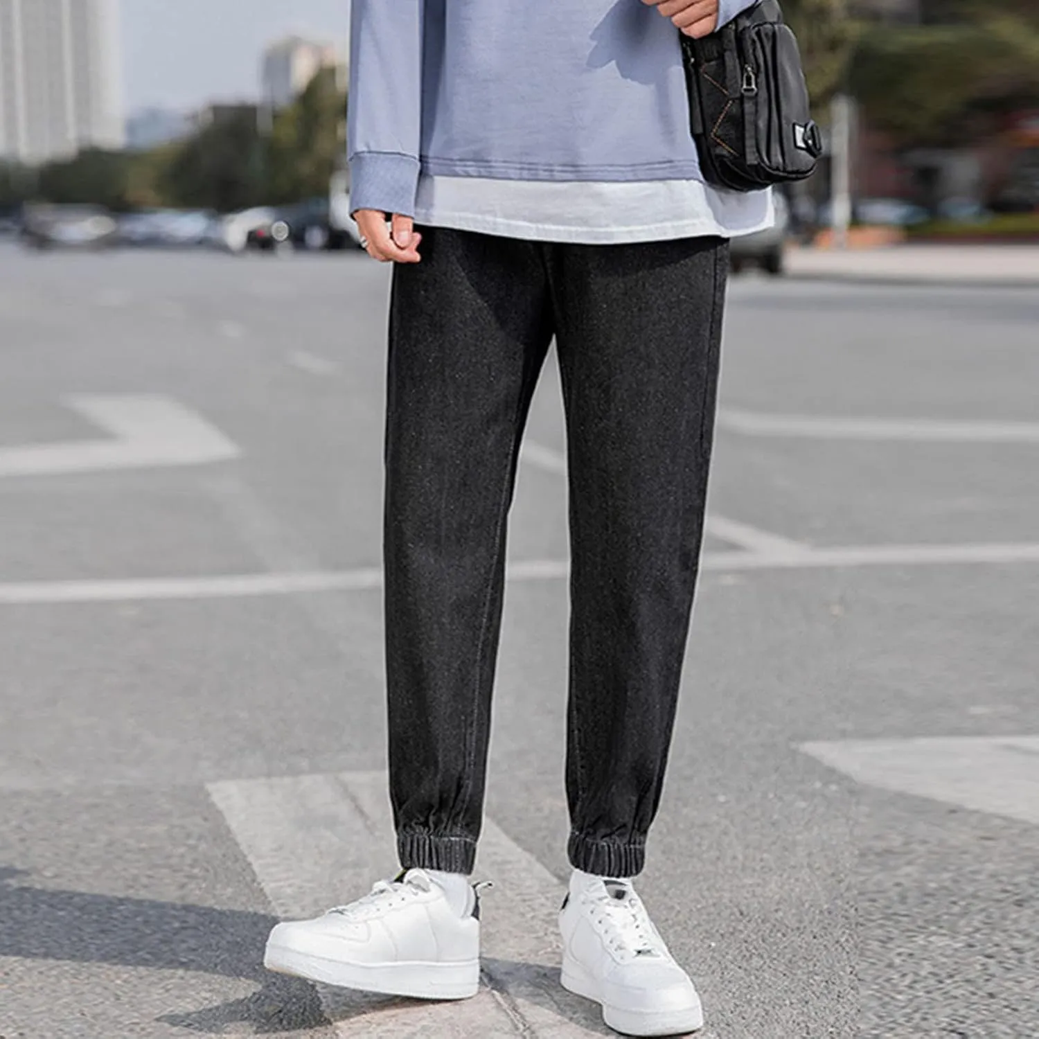 MIDOO Work Pants for Men Slim Fit Casual Joggers Pants Stretch Drawstring Elastic Waist Tapered Leg Sweatpants with Pockets