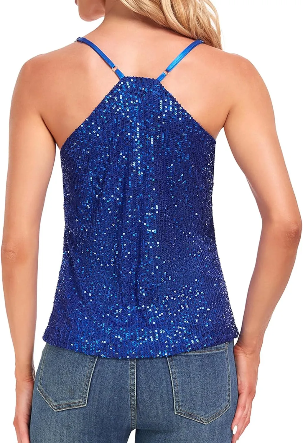 MINTLIMIT Women's Sequin Tops Sleeveless Sparkle Shimmer Camisole Glitter Tank Tops Cocktail Club Party Vest