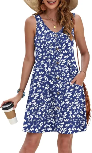MISFAY Women Summer Dresses Bathing Suit Coverups 2025 Casual V Neck Sleeveless Beach Tank Sun Dresses Swimsuit with Pockets