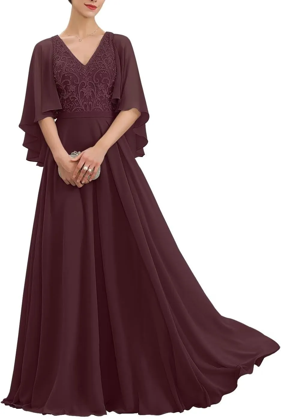 Mother of The Bride Dresses Long Lace 2024 Mother Dress for Wedding Ruffles Sleeves Evening Gown