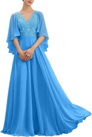 Mother of The Bride Dresses Long Lace 2024 Mother Dress for Wedding Ruffles Sleeves Evening Gown