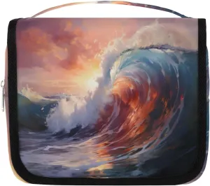 Nature Sea Hanging Travel Toiletry Bag Kit Makeup Case Cosmetics Organizer Ocean Waves Toiletry Bag for Women Make up Accessories Shampoo Body Cream Brushes Set