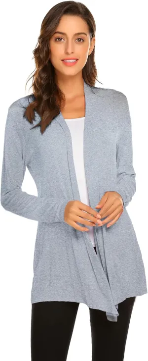 Newchoice Womens Casual Lightweight Long Sleeve Cardigan Soft Drape Open Front Fall Dusters (S-3XL)