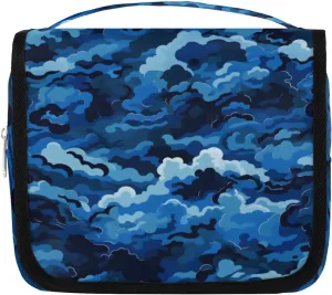 Ocean Hanging Travel Toiletry Bag Kit Makeup Case Cosmetics Organizer Abstract Blue Waves Toiletry Bag for Women Make up Accessories Shampoo Body Cream Brushes Set