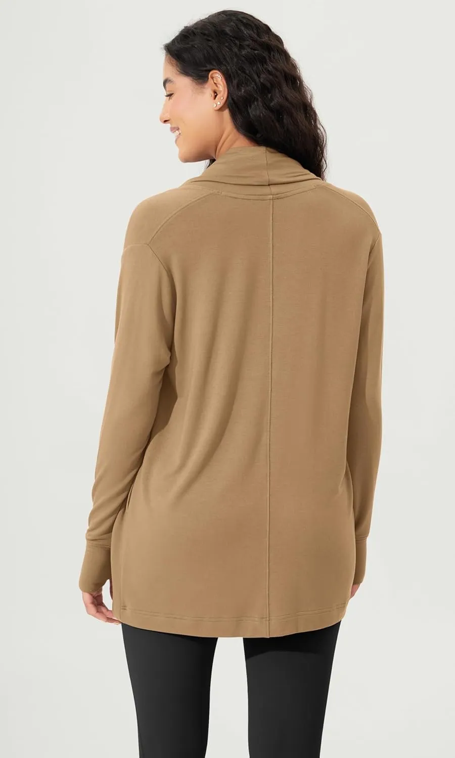 ODODOS Women's Drape Open Front Cardigans Cozy Soft Long Sleeve Casual Wrap Outerwear with Pockets Thumb Hole