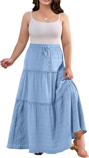 Othyroce Womens Plus Size Casual High Waist Tie Paisley Floral Print Long Maxi Skirt L-4X