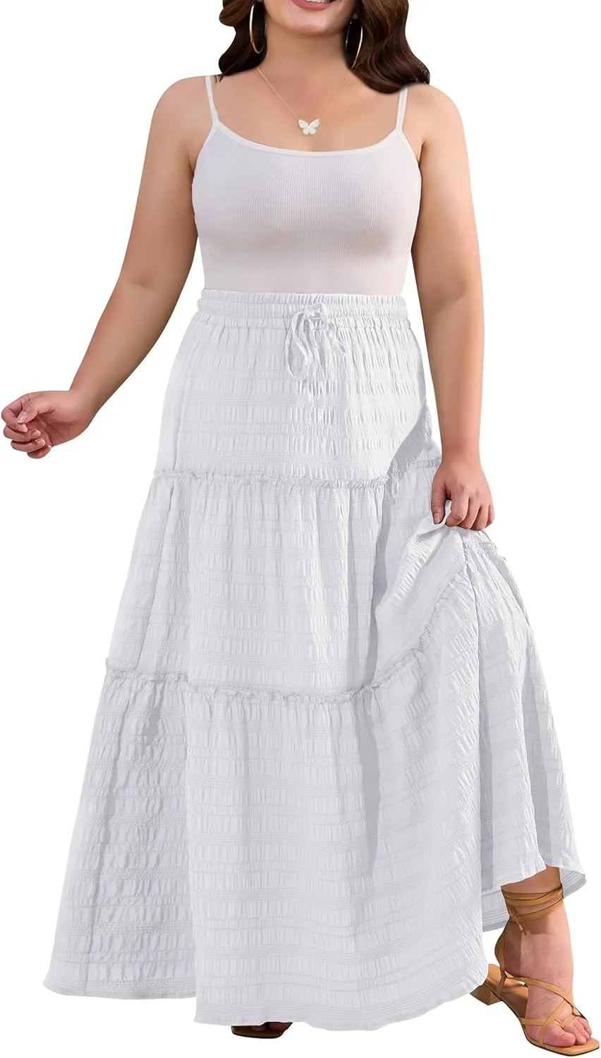 Othyroce Womens Plus Size Casual High Waist Tie Paisley Floral Print Long Maxi Skirt L-4X