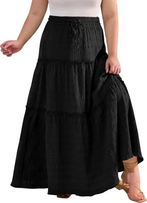 Othyroce Womens Plus Size Casual High Waist Tie Paisley Floral Print Long Maxi Skirt L-4X