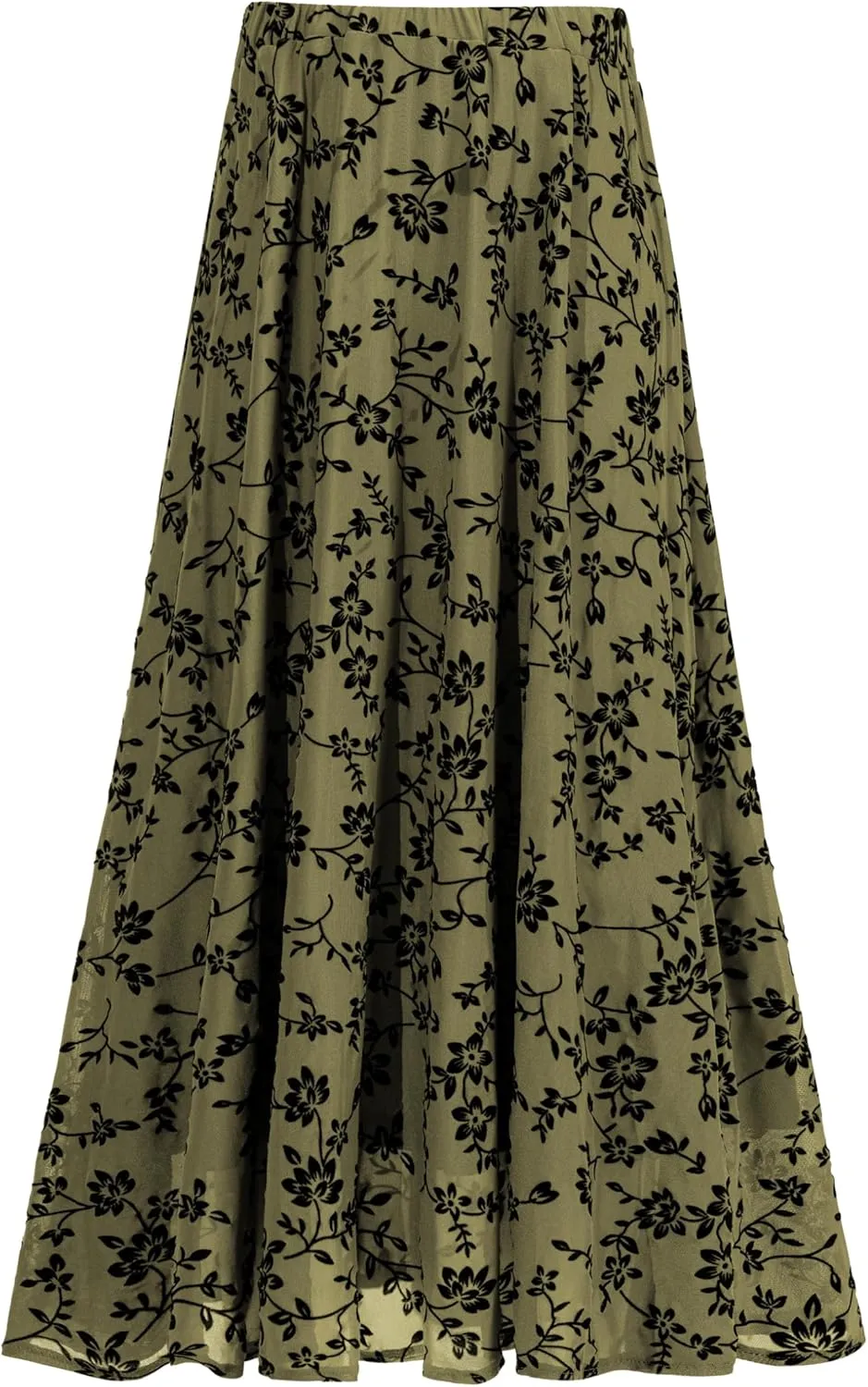 Othyroce Women's Plus Size Maxi Skirt A-Line Floral High Waisted Flowy Summer Long Skirt 3D Posy Double-Layered Midi Skirt