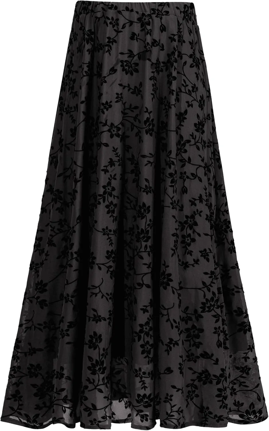 Othyroce Women's Plus Size Maxi Skirt A-Line Floral High Waisted Flowy Summer Long Skirt 3D Posy Double-Layered Midi Skirt