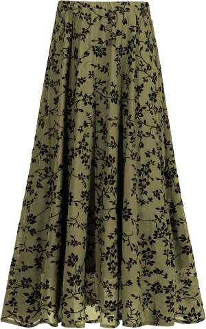 Othyroce Women's Plus Size Maxi Skirt A-Line Floral High Waisted Flowy Summer Long Skirt 3D Posy Double-Layered Midi Skirt