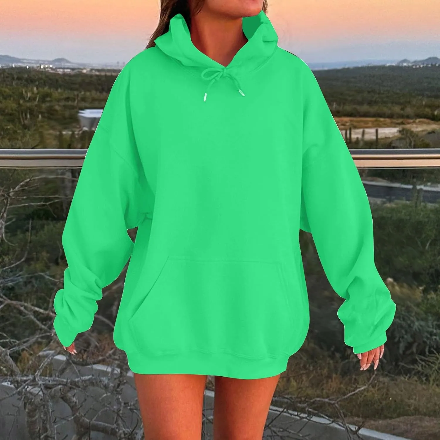 Oversized Hoodies for Women Plus Size Drop Shoulder Fleece Pullover Sweatshirts with Pocket Winter Long Sleeve Shirts