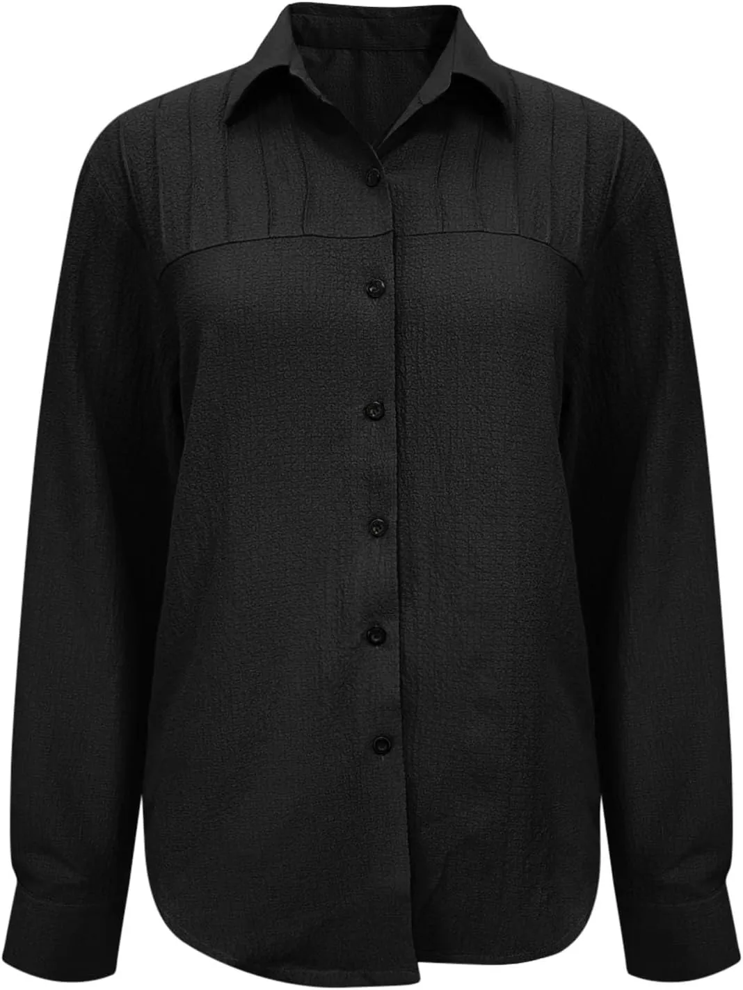 Oversized Tshirts for Women Long Sleeve V Neck Blouses Button Down Plain Shirts Girls Fashion Vacation Beach Tops