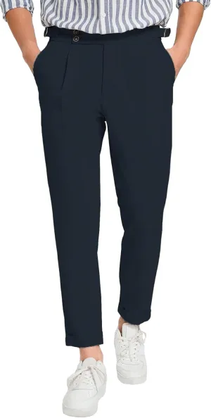 OYOANGLE Men's Zipper Fly Button Front Pleated Work Office Business Tapered Suit Pants with Pockets