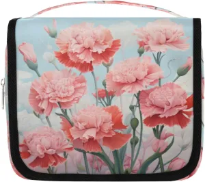 Painting Flowers Hanging Travel Toiletry Bag Kit Makeup Case Cosmetics Organizer Pinks Floral Toiletry Bag for Women Make up Accessories Shampoo Body Cream Brushes Set