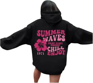 Pink Palm Puff Hoodie Letter Print Y2k Sweatshirt Trendy Preppy Sweatshirts for Teen Girls Cute Clothes