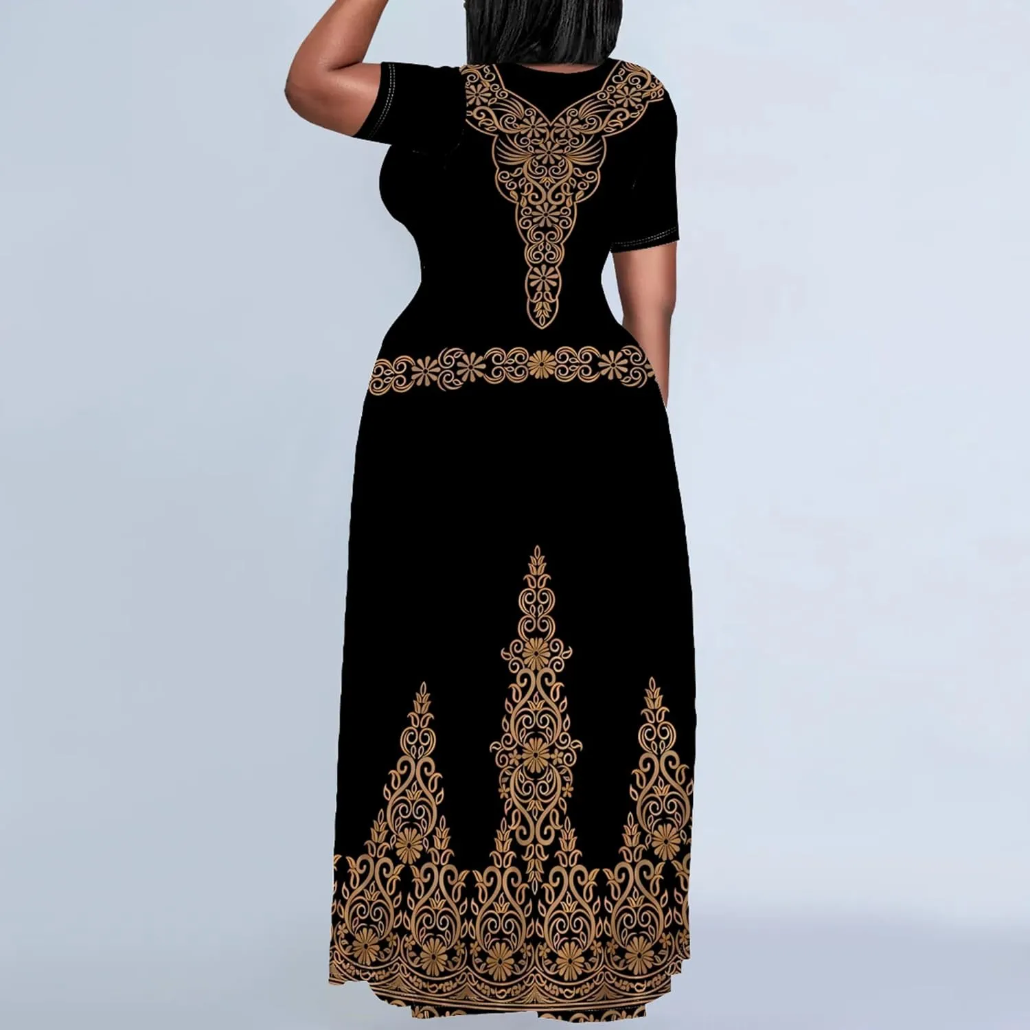 PinkPatty Plus Size Maxi Dress for Women Summer Casual Short Sleeve Tshirt Dresses with Pockets (XL-6XL)