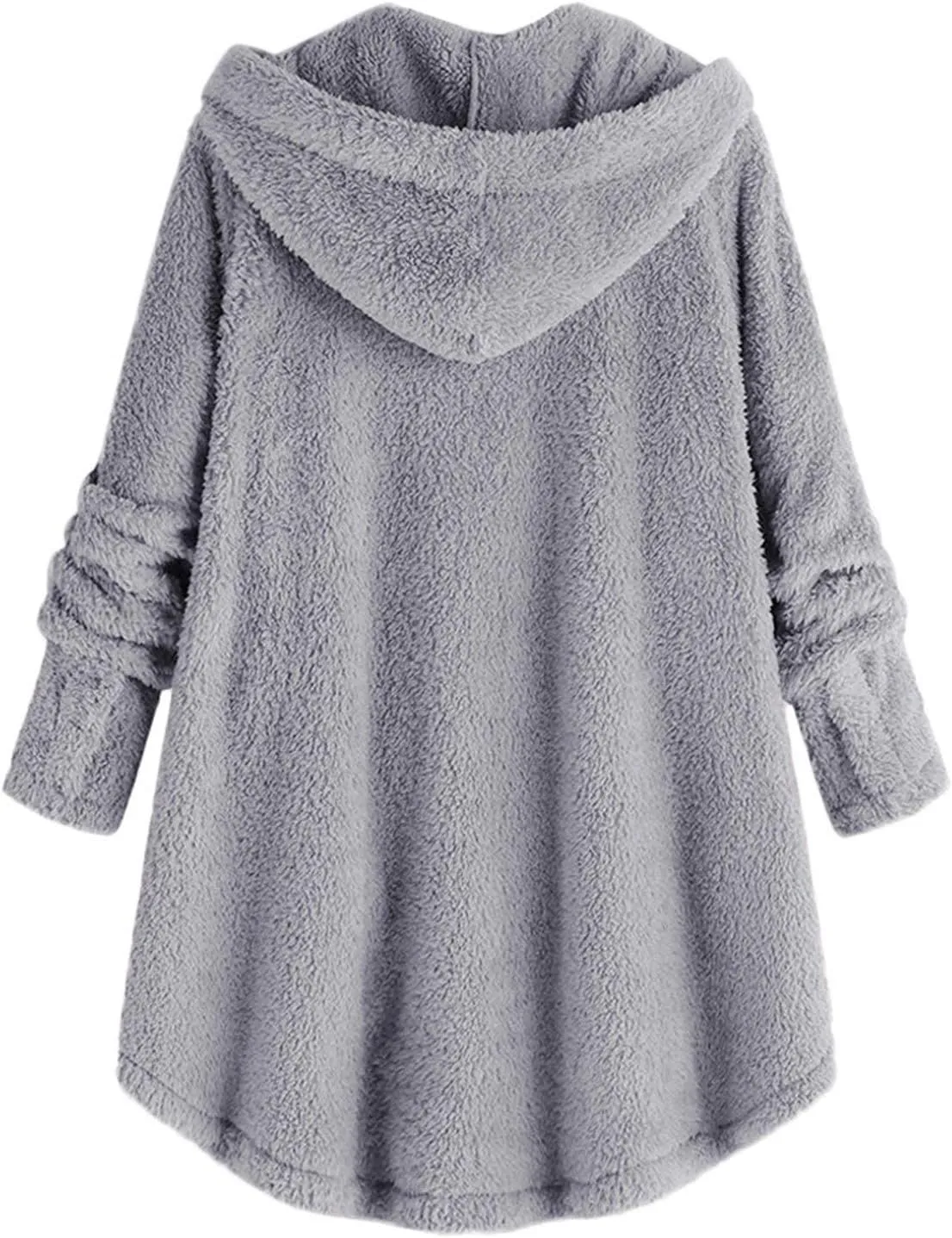 Plus Size Cardigan for Women Loose Button Down Hooded Sweater Long Sleeve Solid Fuzzy Jacket Coat 2024 Fall Winter