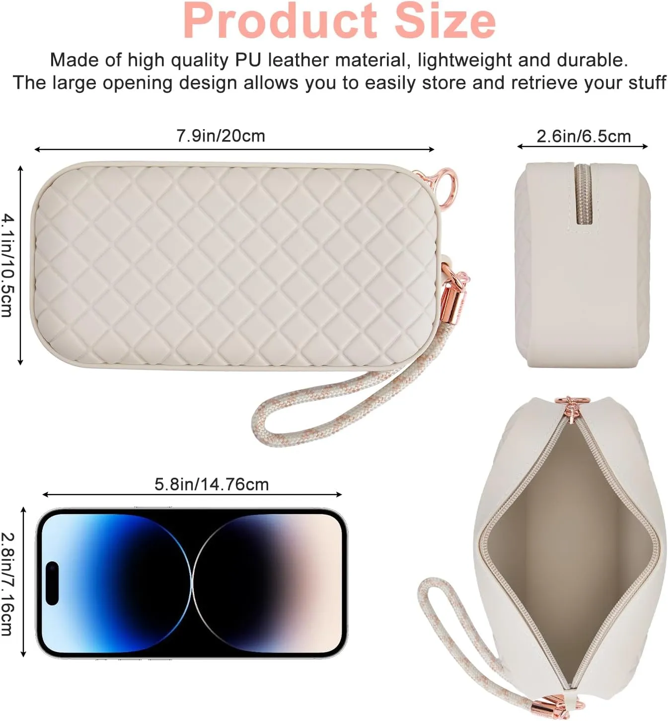 Portable Travel Makeup Bag,Soft Silicone Waterproof Toiletry Cosmetic Bag for Women,Upgrade Anti-Fall Out Zipper Closure Organizer Makeup Case -(Starlight)