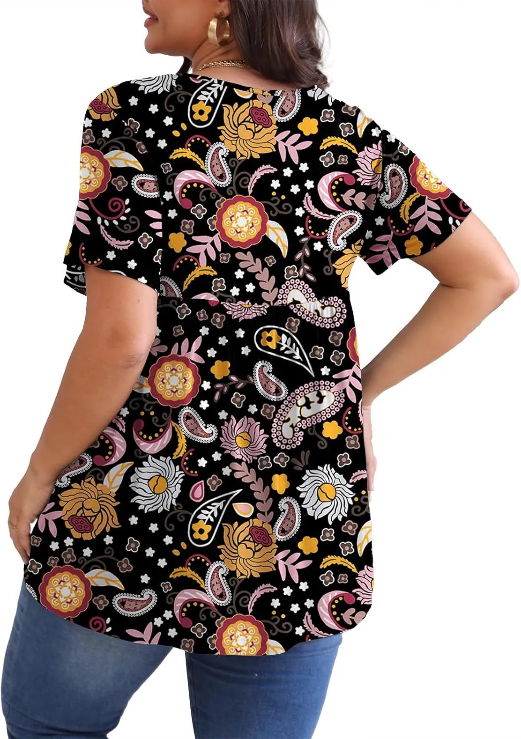 POSESHE Womens Plus Size Tops 2025 Summer Short Sleeves Tunic Tops Casual V-Neck Wrap Shirts Cute Dressy Work Blouses L-4XL