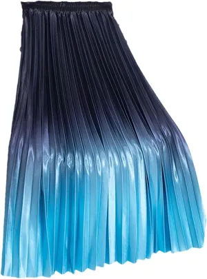 Pulcykp Gradient Long Skirt Women Casual A Line High Waist Pleated Midi Skirt