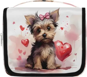 Puppy Heart Hanging Travel Toiletry Bag Kit Makeup Case Cosmetics Organizer Dog Toiletry Bag for Women Make up Accessories Shampoo Body Cream Brushes Set